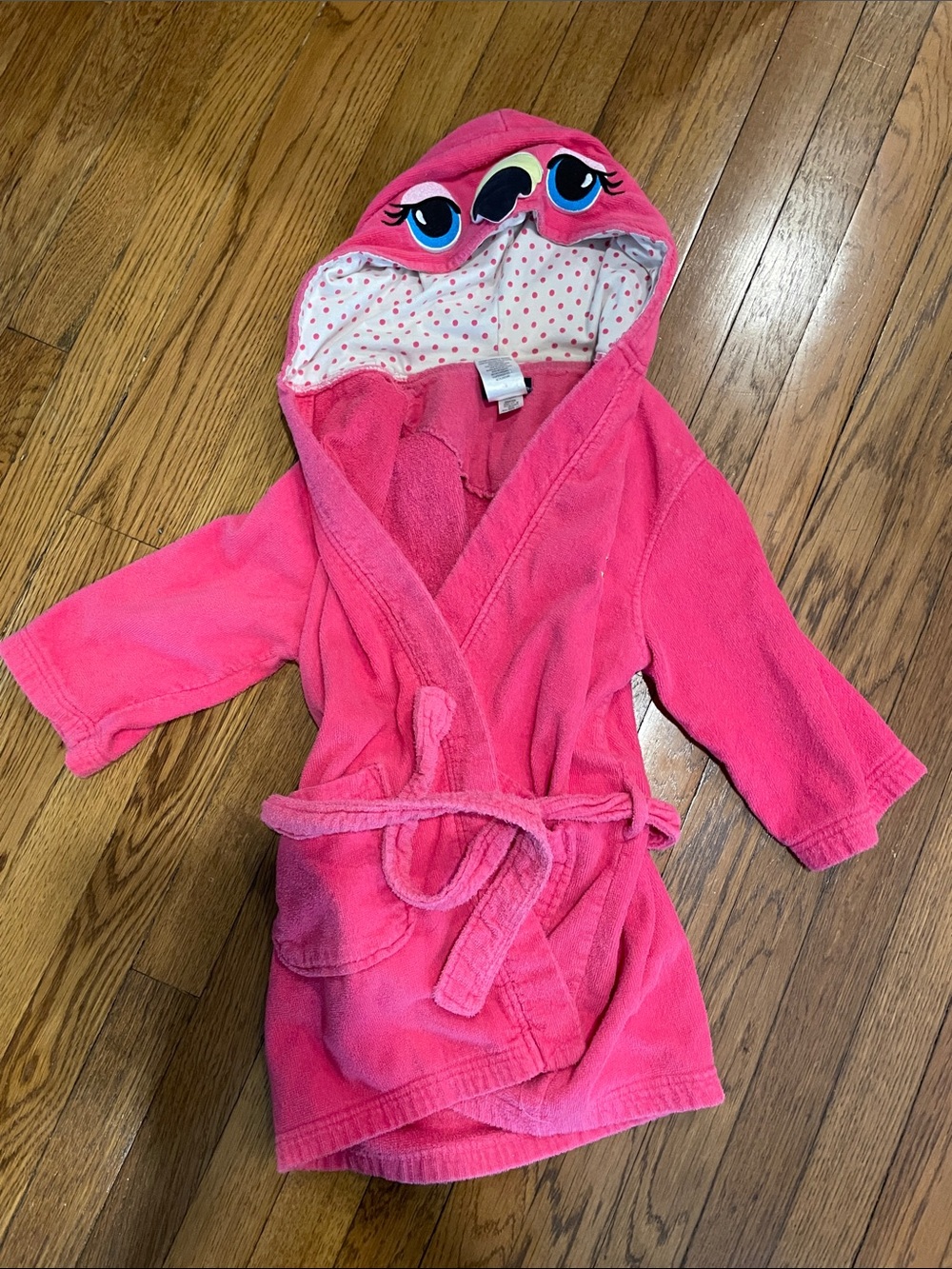 Nautica Bright Pink Hooded Kids Robe with Character Face